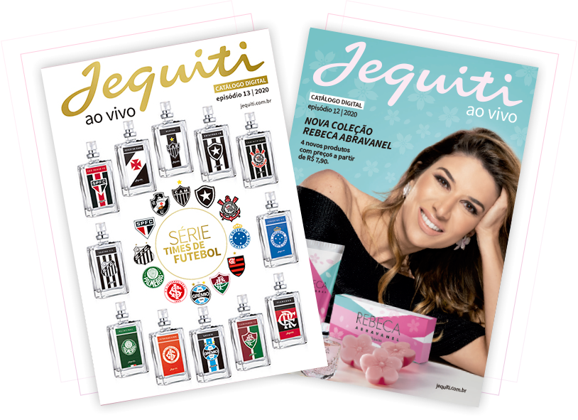 Capas catálogos Jequiti Ao Vivo 08/2020 e Jequiti ao Vivo 09/2020