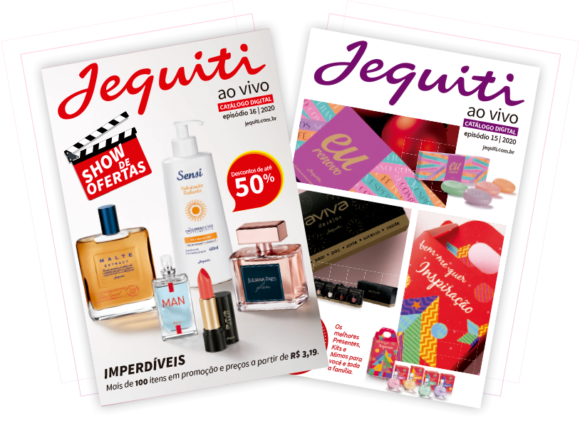 Capas catálogos Jequiti Ao Vivo 11/2020 e Jequiti ao Vivo 12/2020